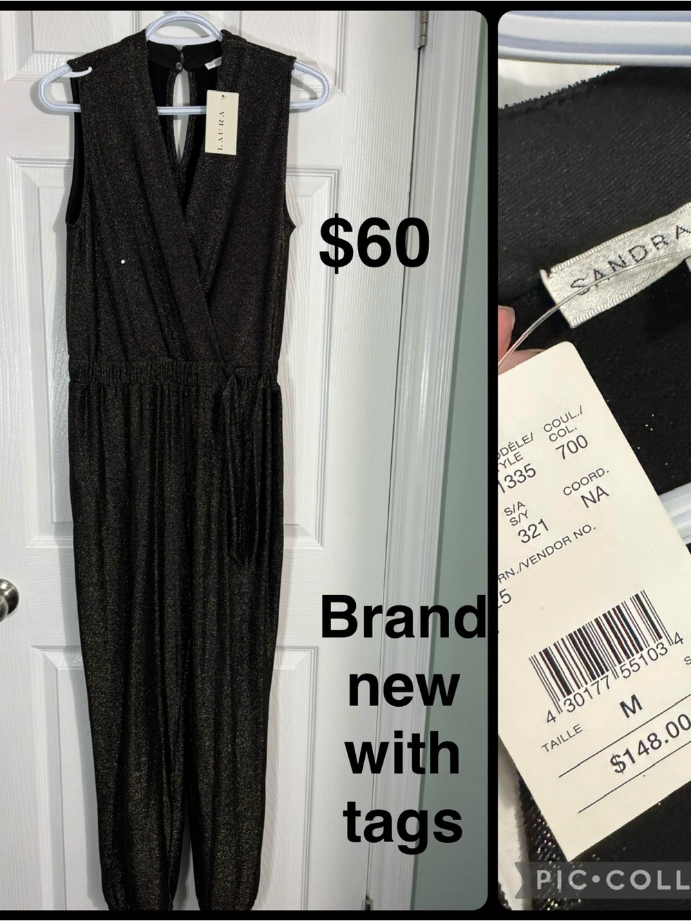 Sandra Darren Black Gold Shimmer  Jumpsuit